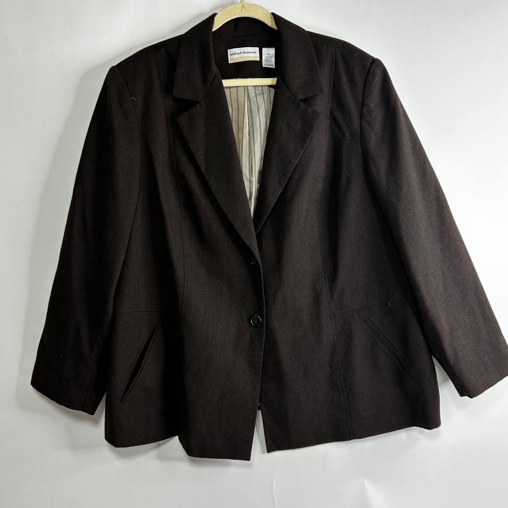 Alfred Dunner Woman Brown 100% Wool Blazer Jacket Plus 22W Classic Work Academia